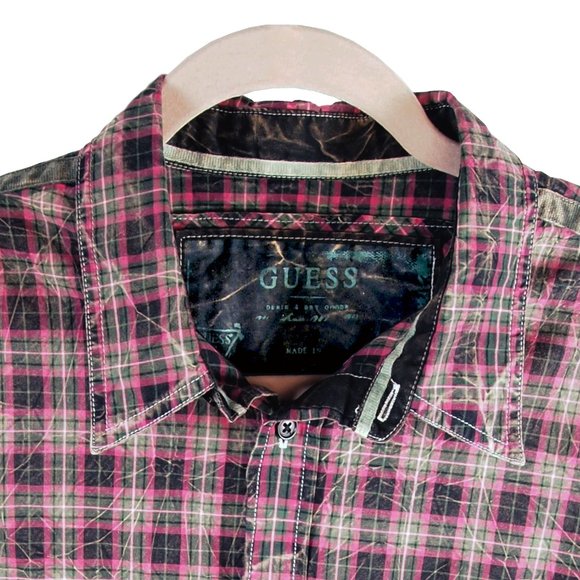 Ladies Guess Plaid Embroidered Shirt Size Medium - Picture 2 of 4